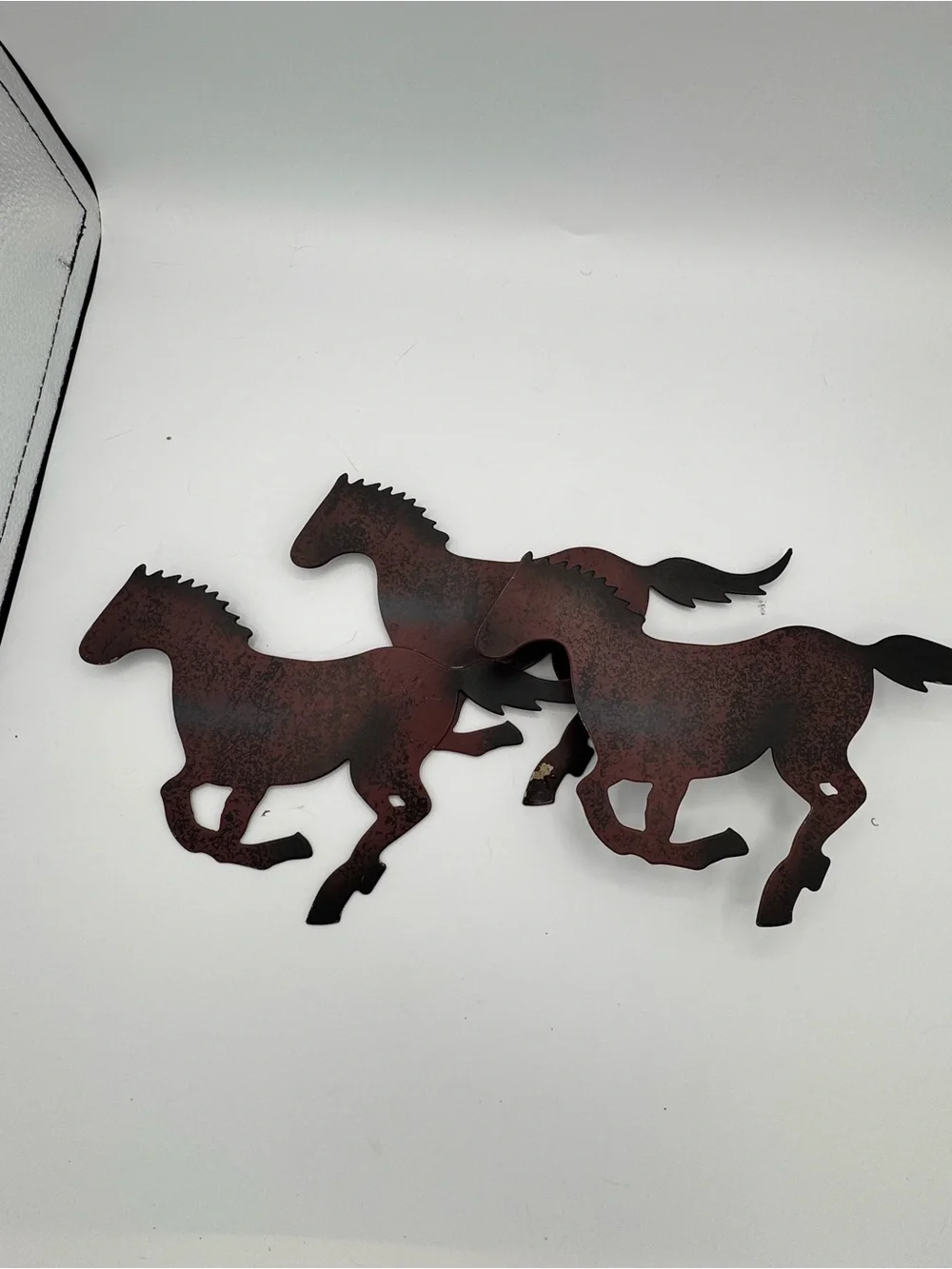 Rust Brown Metal Horse Trio Wall Decor